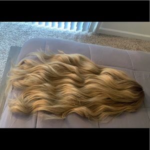 Golden Blonde Dark Root Lace Front Synthetic Wig